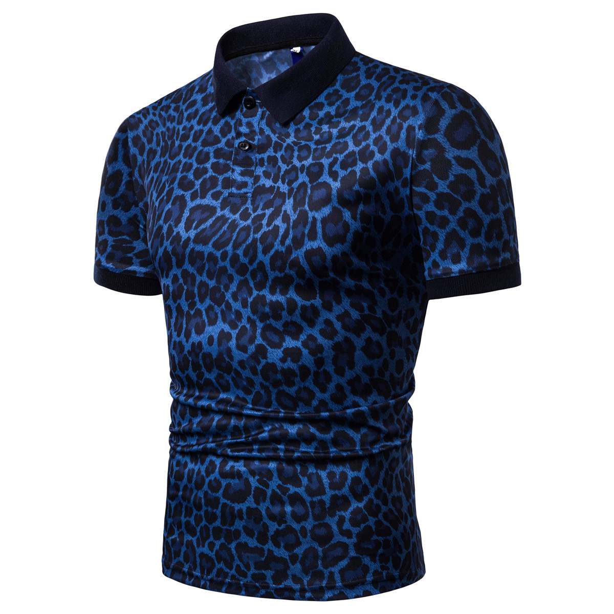 Leopard Print Plus Size Slim-fit Men’s Short-sleeved Polo Shirt