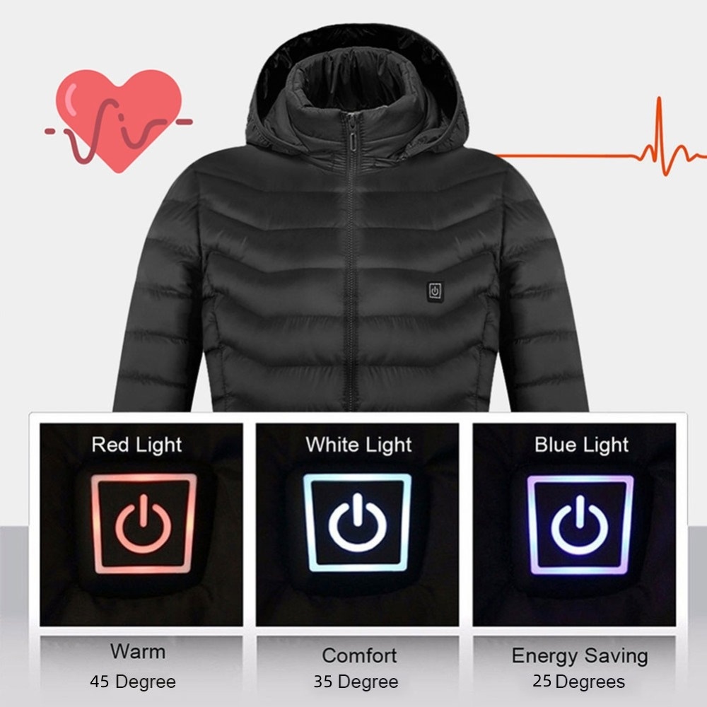 New Heated Jacket Coat USB Electric Jacket Cotton Coat Heater Thermal Clothing Heating Vest Men’s Clothes Winter