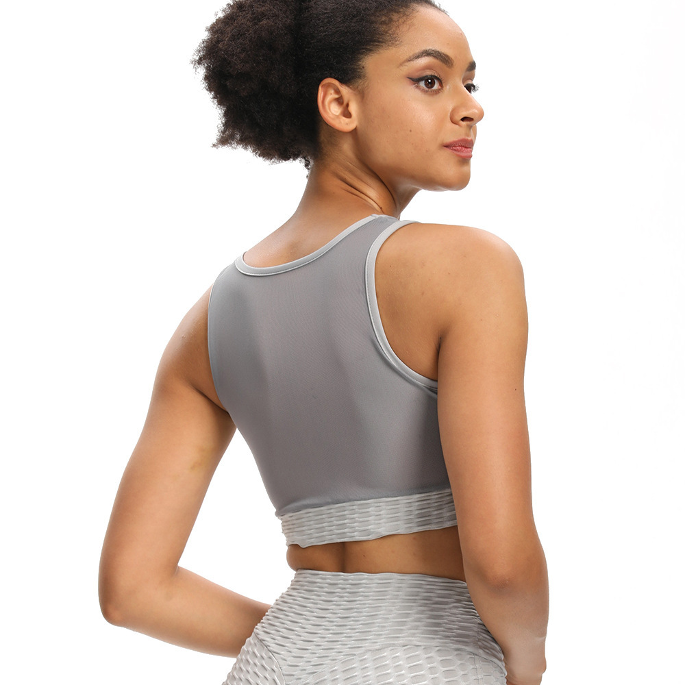 Mesh Jacquard Sexy Beauty Back Gathered Yoga Vest