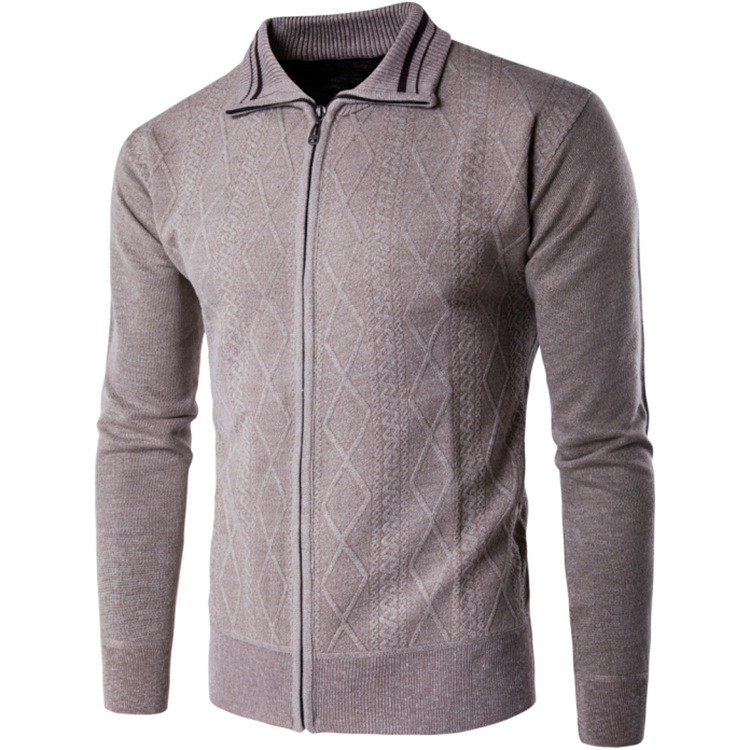 New European And American Men’s Thickened Cardigan Zipper Lapel Sweater