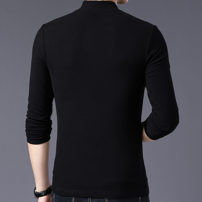 Men’s half high collar zipper long sleeve T-shirt