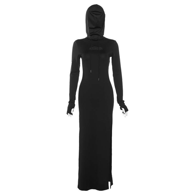 Women’s New Slit High Waist Slim-fit Hood Dress