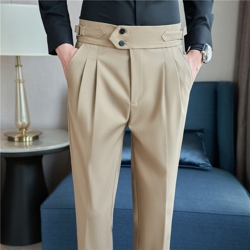 Men’s Mid High Waisted Drape Style Long Casual Pants