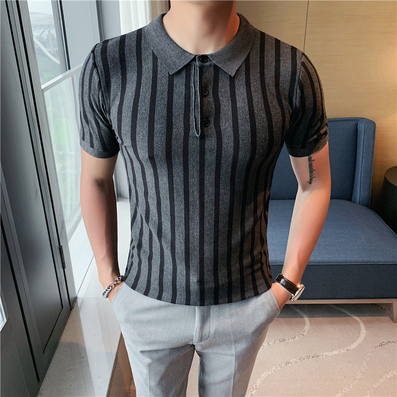 Men’s Knitted POLO Shirt Slim Fit Big Stretch