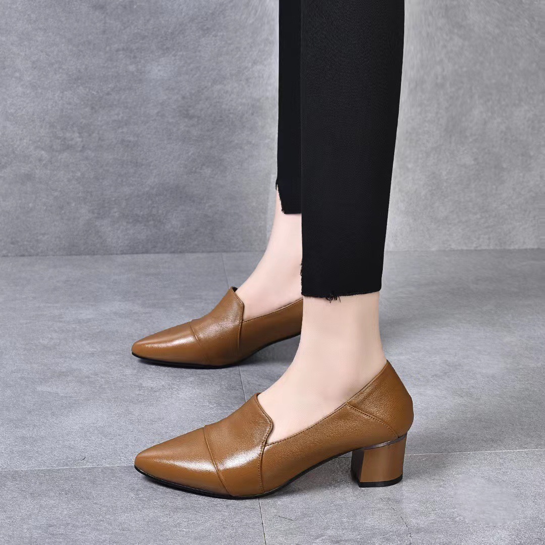 Women’s Medium-heeled Shoes Genuine Leather