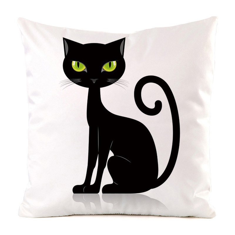 Black Cat Silk Home Decoration Sofa Cushion Pillow Cover