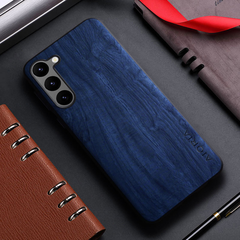 Applicable To Plus Simple Interlaced Wood Grain Phone Case