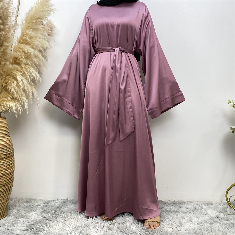 Women’s Lace Up Satin Muslim Dress