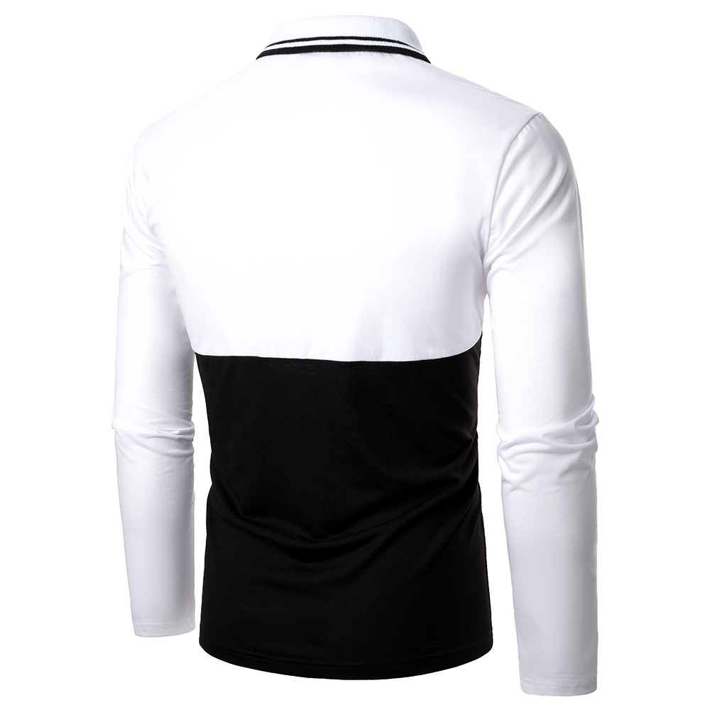 Men’s POLO Shirt Two-color Stitching Cowhide