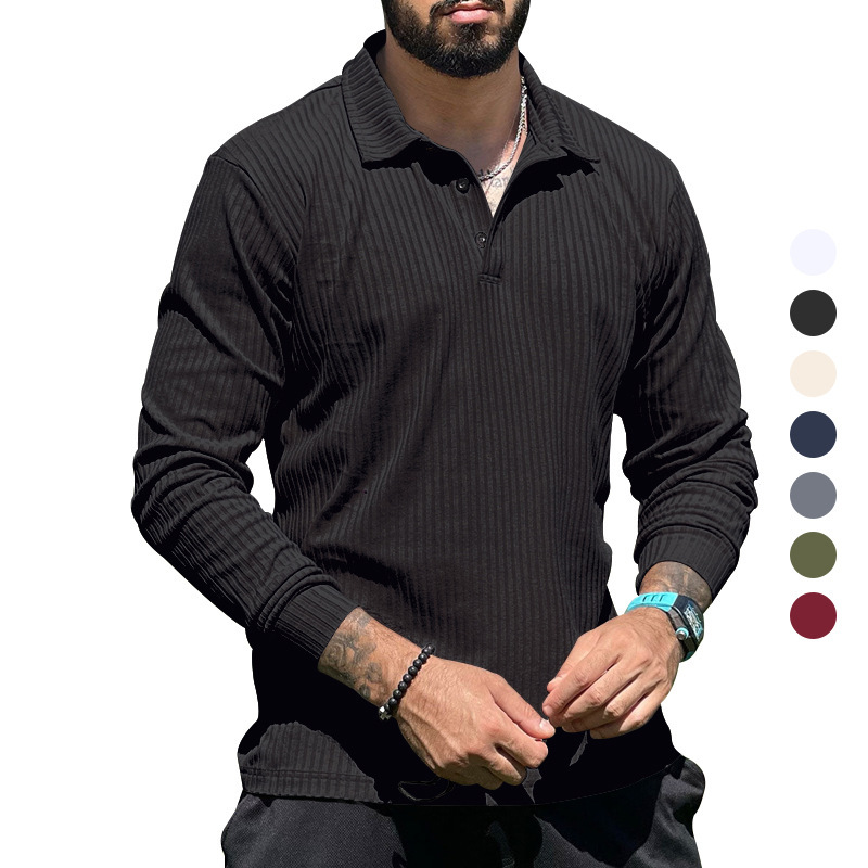 Men’s Casual European And American Lapel Long Sleeve