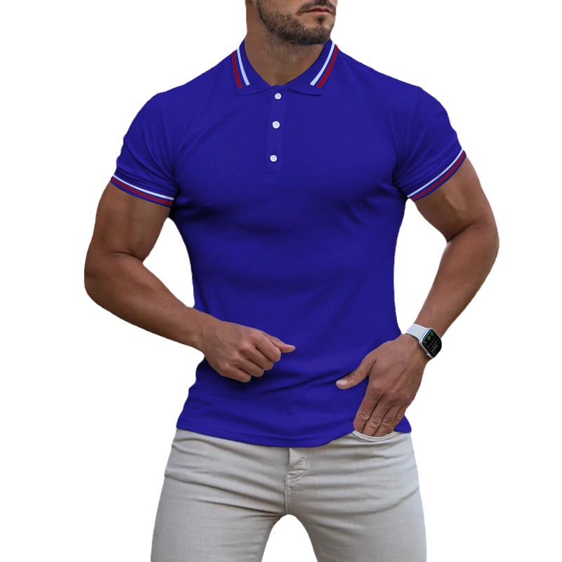 Slim Fit Flat Knit Sleeve Casual Short Sleeve Polo Shirt