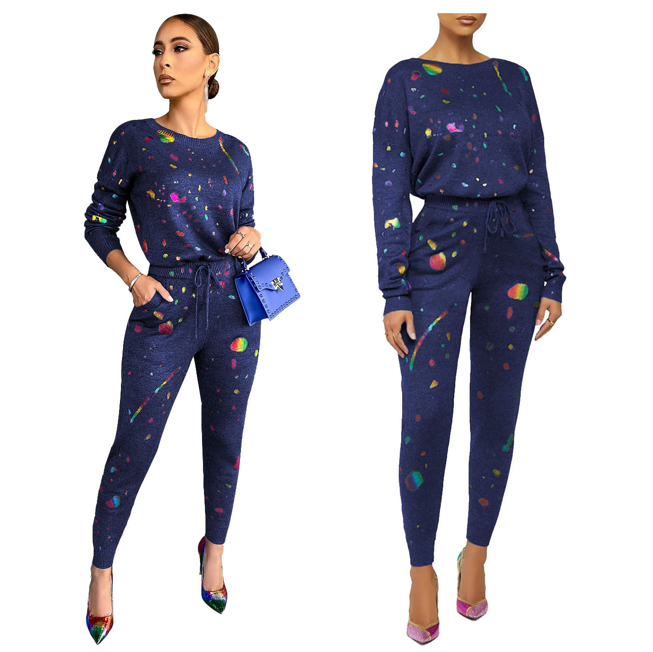 Casual Fashion Digital Printing Two Piece Set