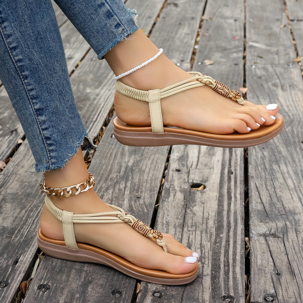 New Women’s Flat Sandals Summer Thong Roman Shoes