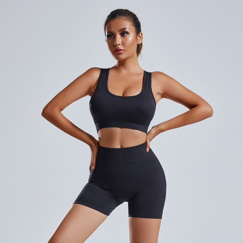 2pcs Yoga Set Women’s Vest And Shorts Tracksuit Seamless Workout Sportswear Gym Clothing High Waist Leggings Fitness Sports Suits