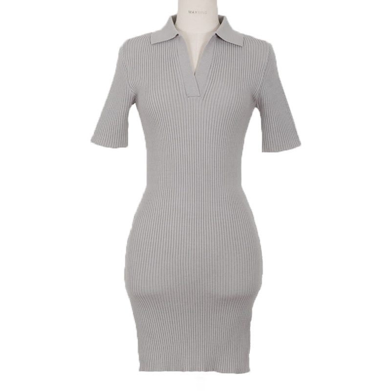 Slim Polo Collar Age Reduction Short Sleeve Dress