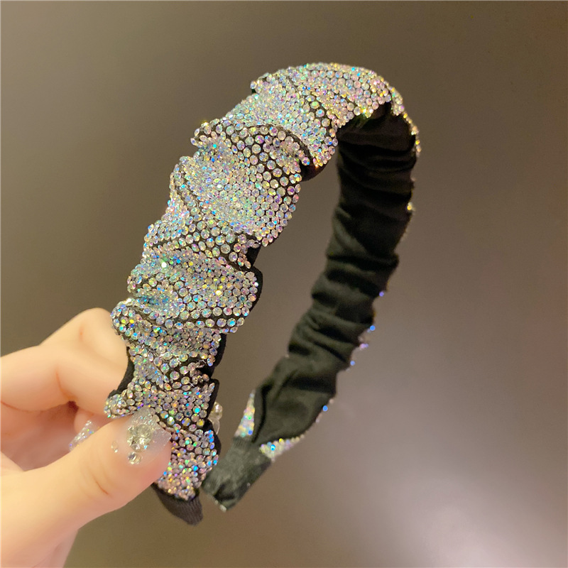 Retro French Full Rhinestone Crystal Headband Wash Face Pressure Hairband