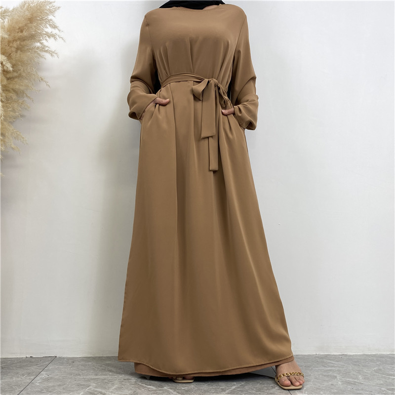 Women’s Lace Up Pocket Muslim Dress