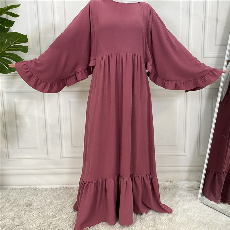 Fashionable Women’s Solid Color Patchwork Muslim Dress