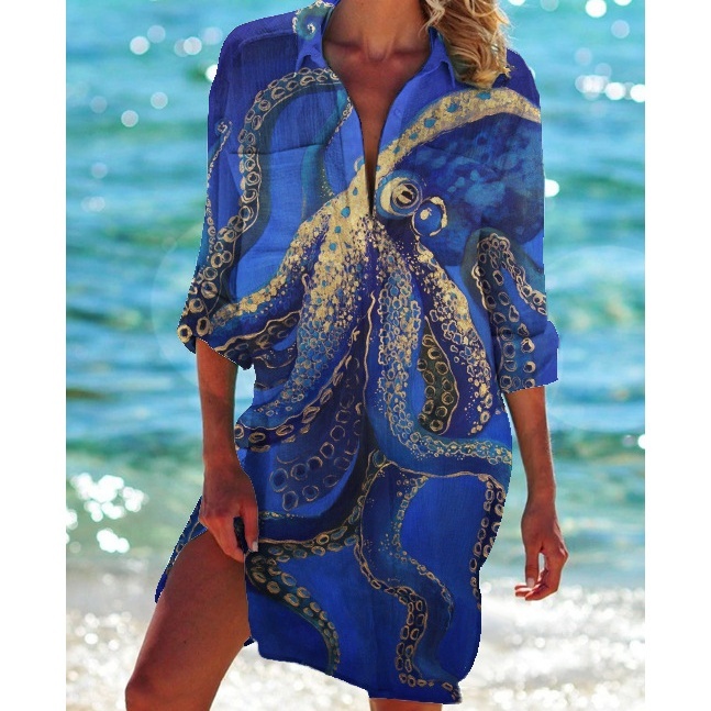 Women’s Vacation Beach Bikini Jacket Printed Shirt