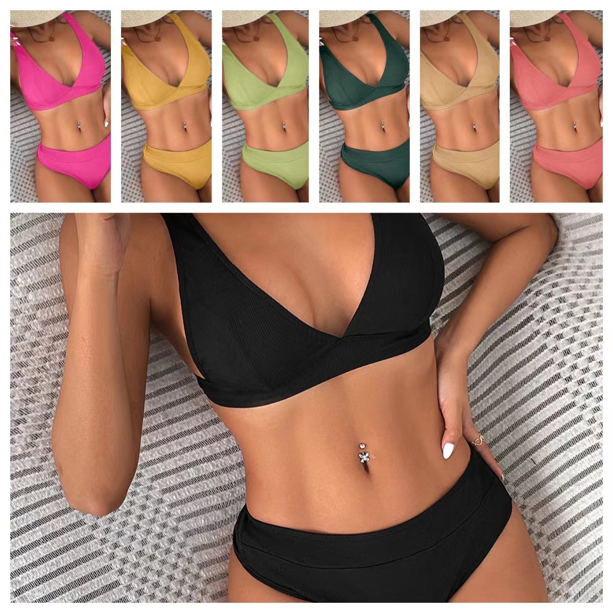 Women’s Bikini Rib Lace-up Split