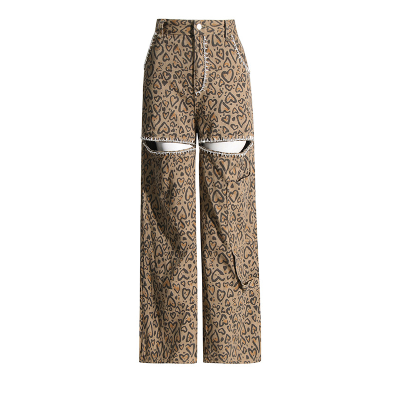 Women’s Leopard Hollow Retro Jeans