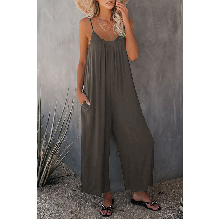 Women’s Loose Sleeveless Jumpsuits Romper Jumpsuit With Pockets Long Pant Summer