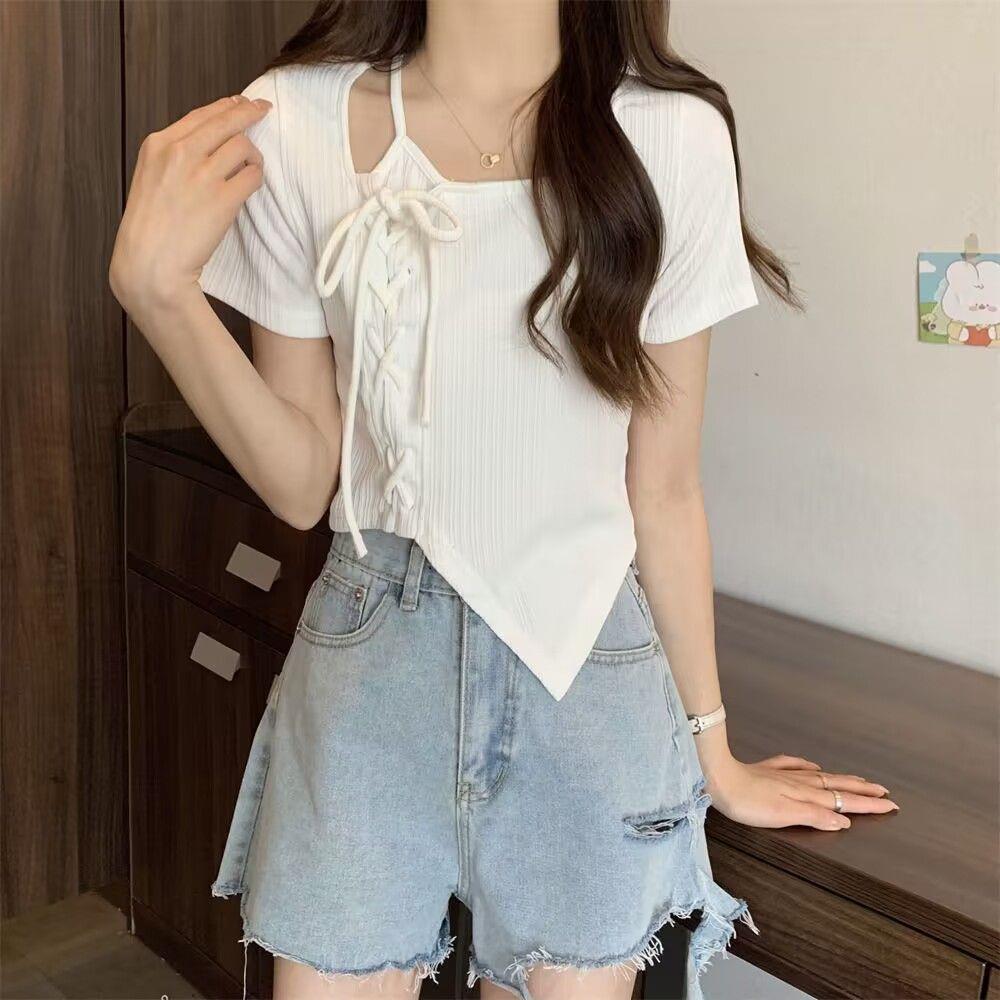 Women’s Irregular Drawstring Short Sleeve