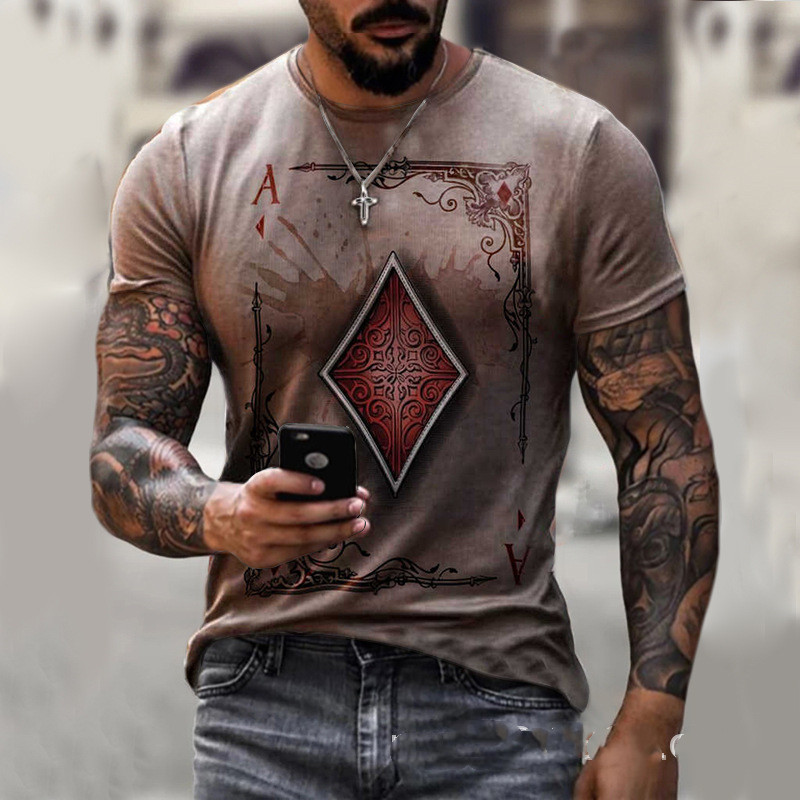 Playing Card Printing Men’s T-Shirt Top