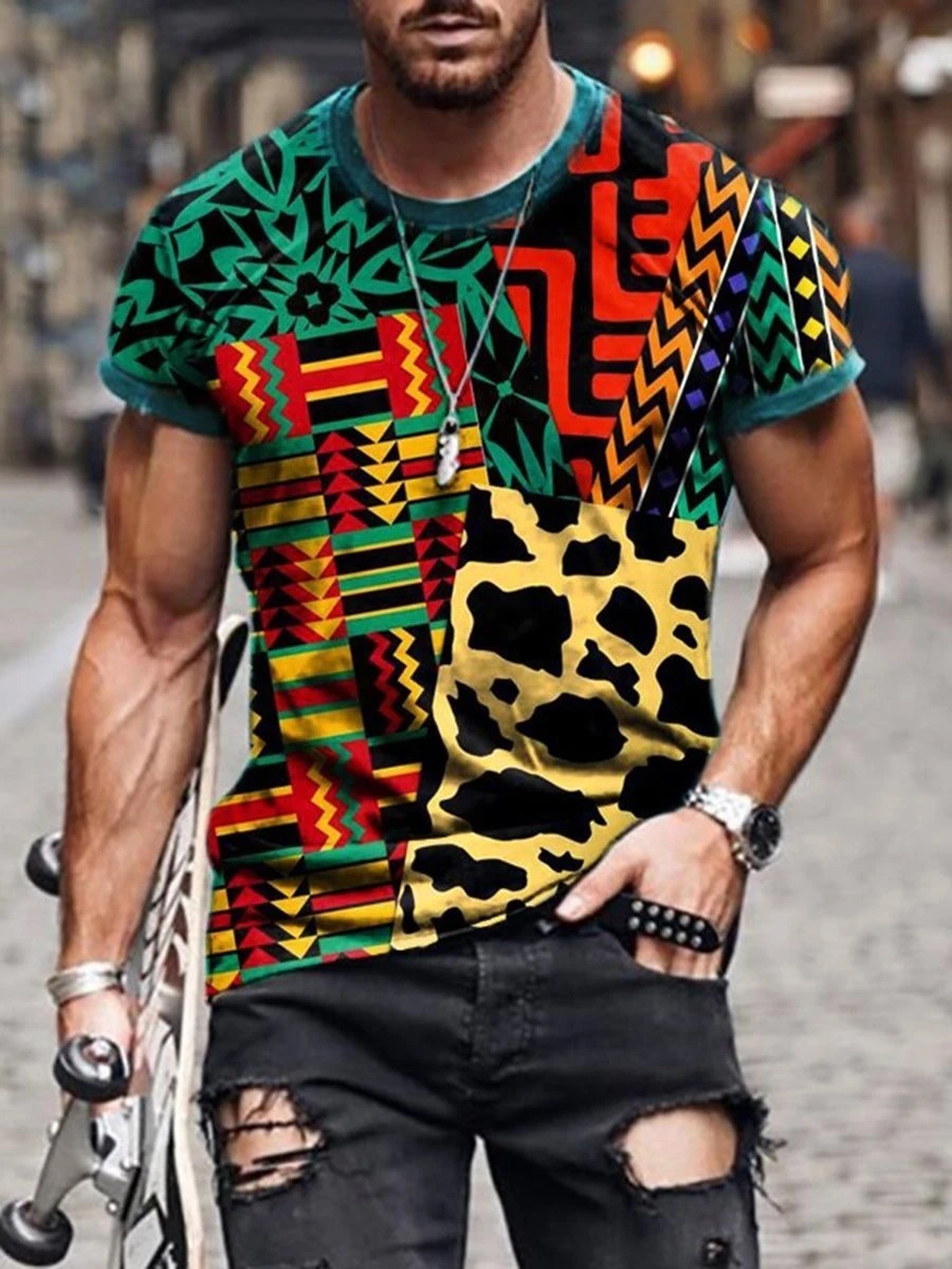 Fashion Men’s Printed Round Neck Short Sleeves