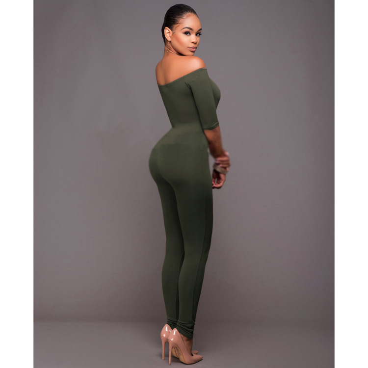 Women’s Straight Neck Mid-sleeve Jumpsuit Jumpsuit