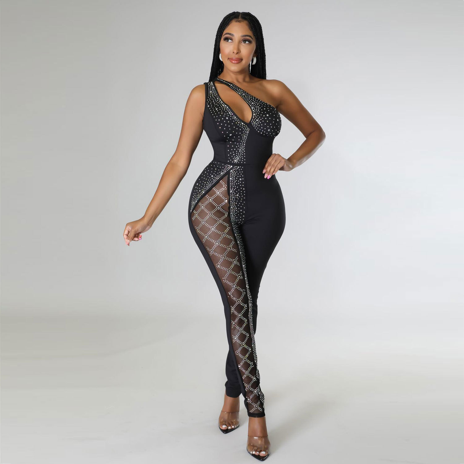 Slim-fit Rhinestone One-piece Nightclub Uniforms