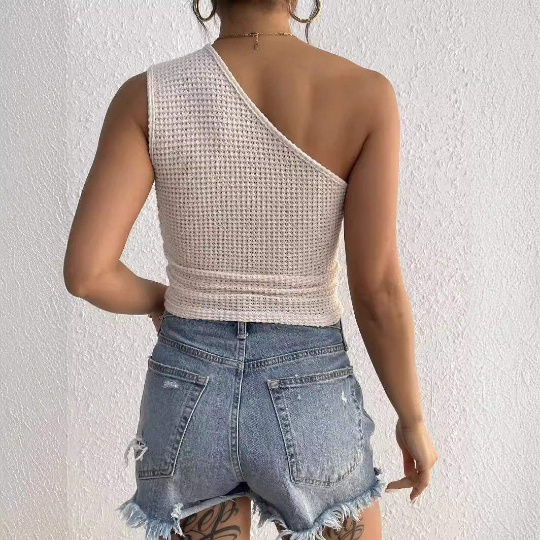 Women’s Fashion One-shoulder Knitted Top