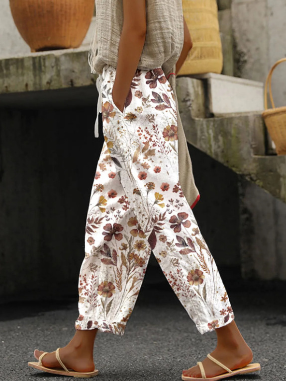 Printed Pattern Fashion Casual Trend Women’s Ankle Banded Pants