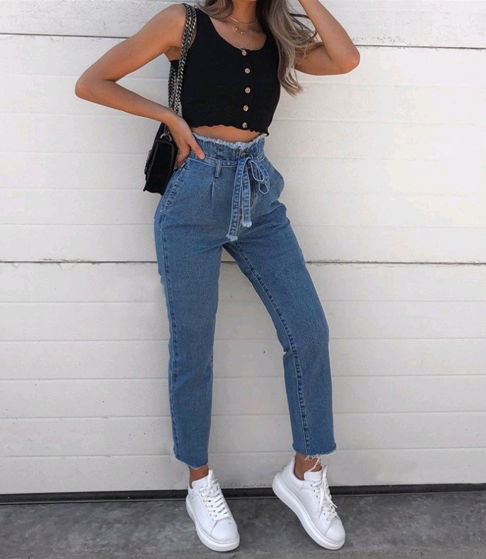 Women’s Jeans Flowerbed High Waist Belted Jeans Women