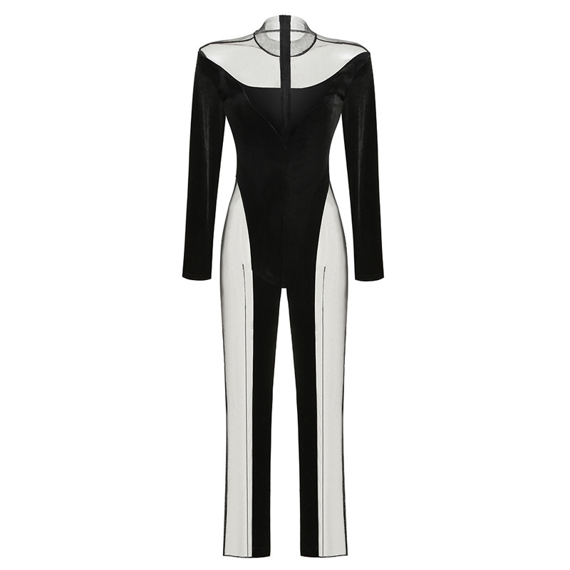 Women’s Fashion Sexy Velvet Long Sleeve Jumpsuit