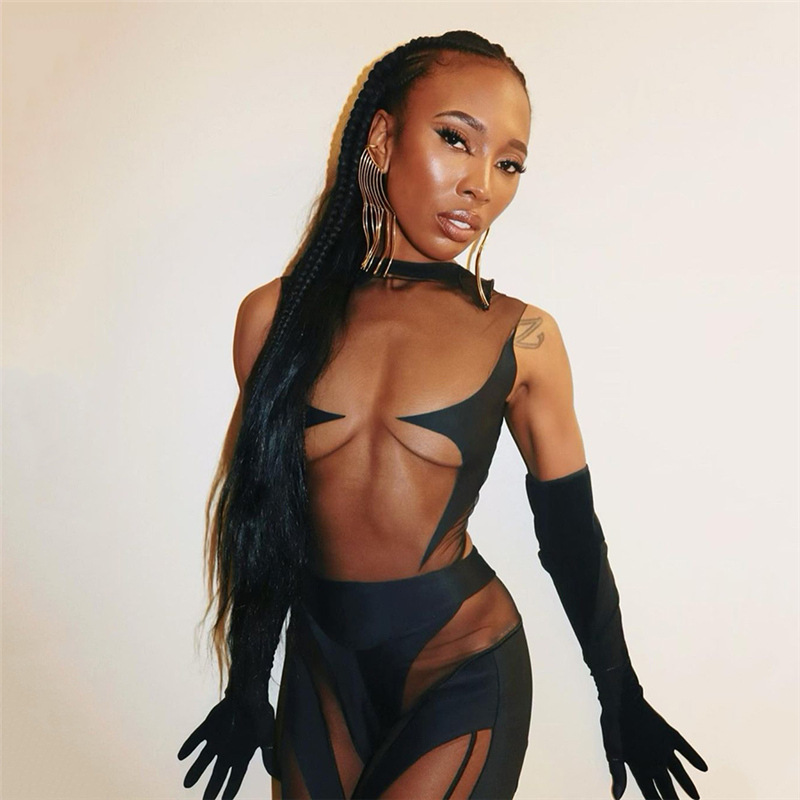 Mesh Nightclub Queen Tight See-through Jumpsuit