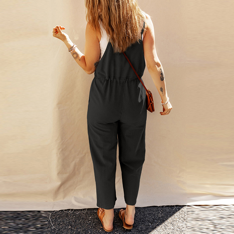 Solid Color Camisole Jumpsuit Loose Sleeveless