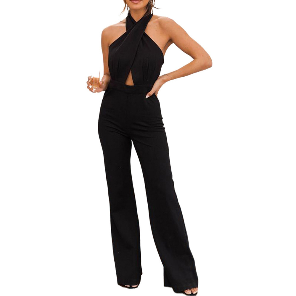 Strap Neck Hook Back Jumpsuit Waist