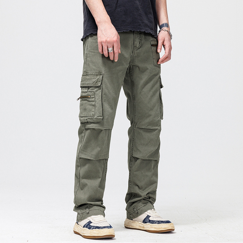 Straight Cargo Wide Leg Design Trousers