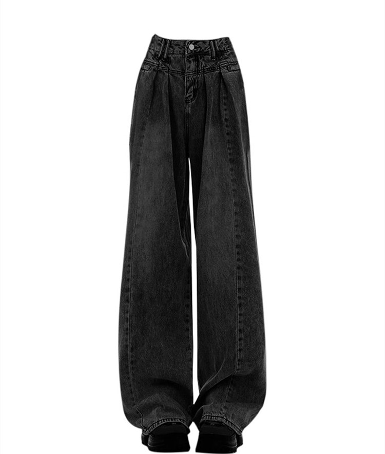 Vintage Black Jeans Women High Waisted Loose