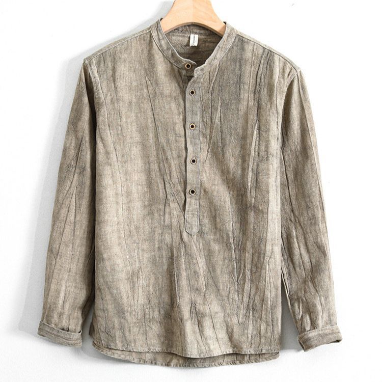 Men’s Cotton And Linen Loose And Simple Japanese Style Shirt