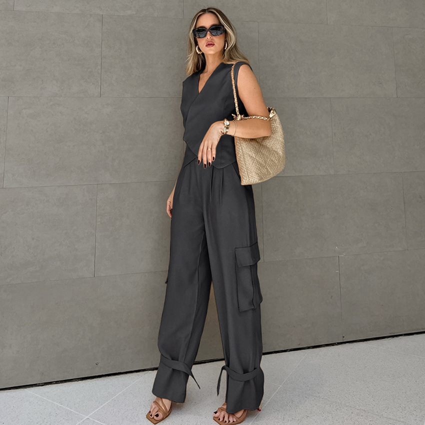 Women’s Two-piece Asymmetric Vest Overalls