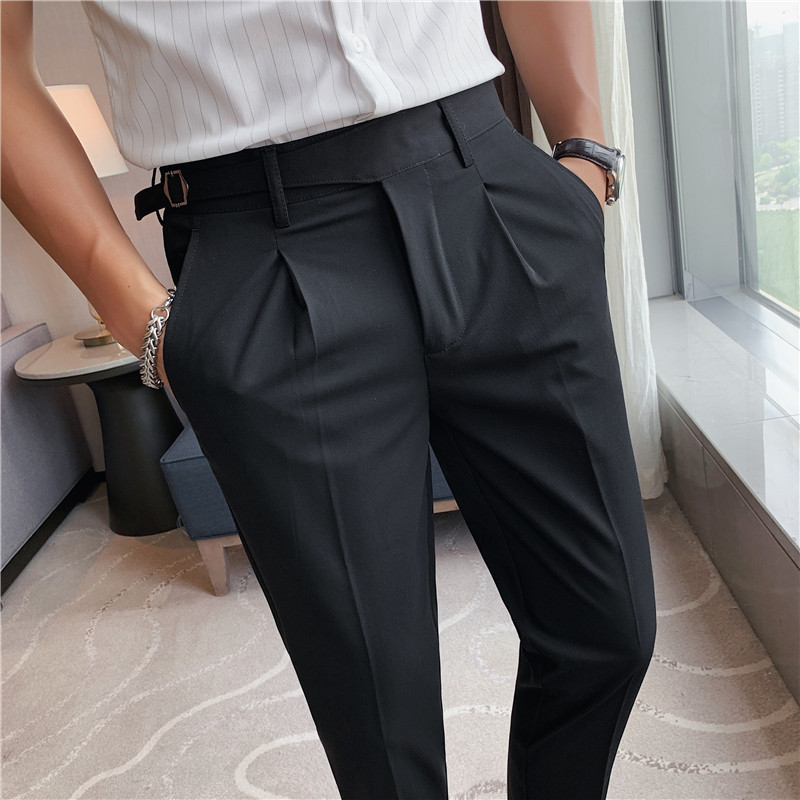 Men’s Casual Suit Slim-fitting Ankle-tied Cropped Pants