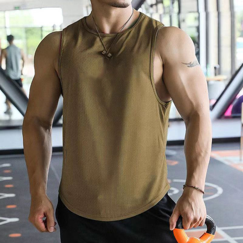 Summer Sports Casual Muscle Workout Mesh Breathable Quick-drying Solid Color Sleeveless Vest