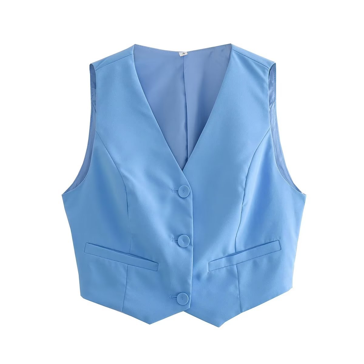 Women’s Sky Blue Vest Skirt Two-piece Suit