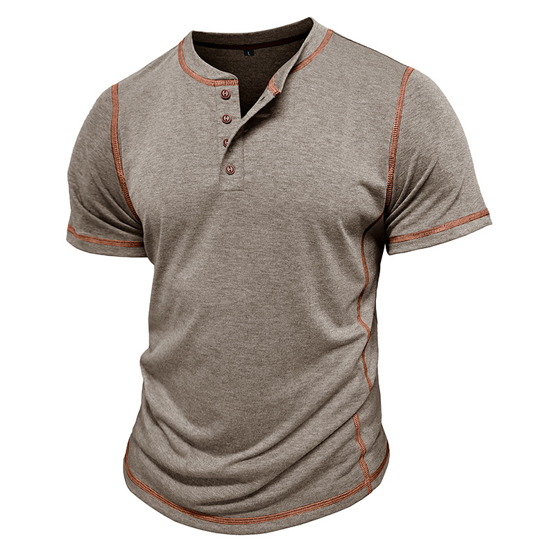 Short Sleeve Men’s Round Neck T-shirt Color Matching Top