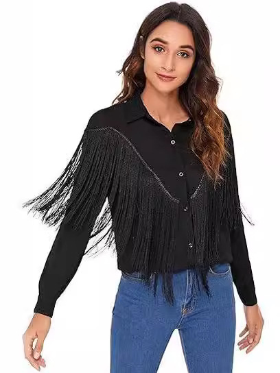 Decorative Long Sleeve Button Shirt Top