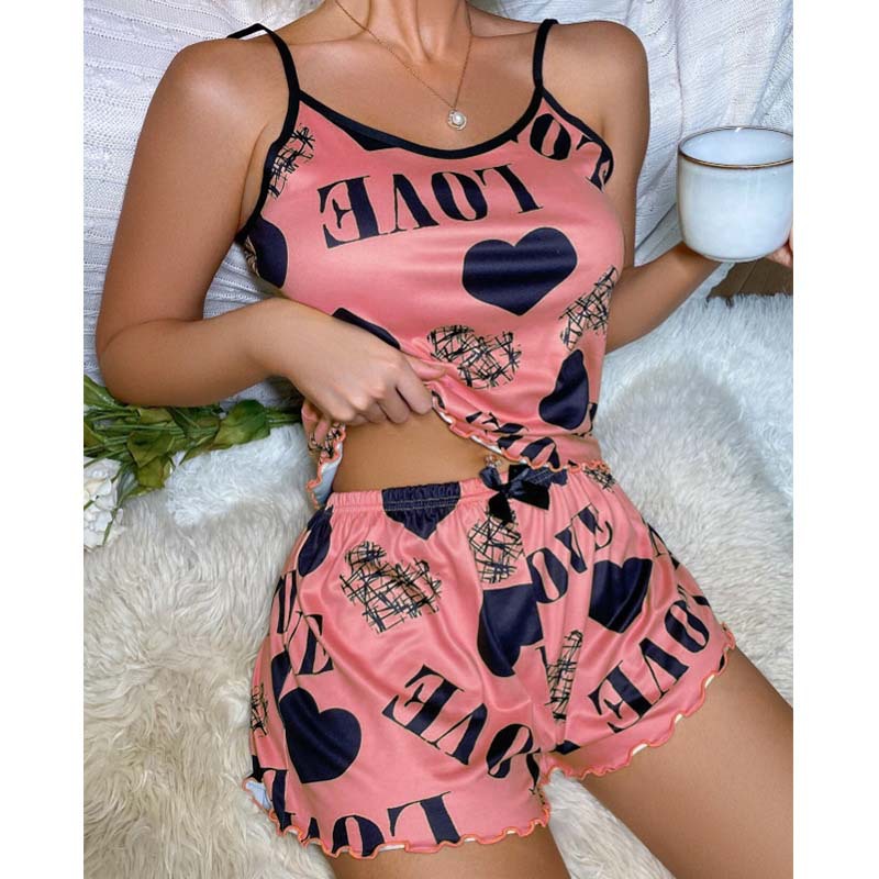 Thin Homewear Sexy Slip Dress Cartoon Cute Print