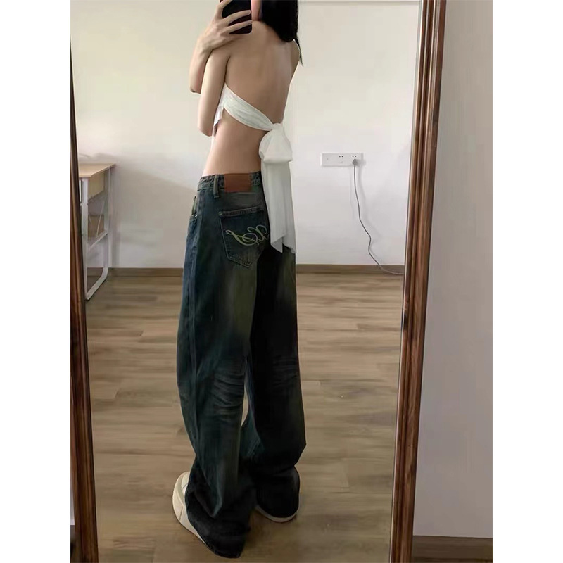 Plus Size Vintage Jeans Women’s High Waist Baggy Straight Trousers