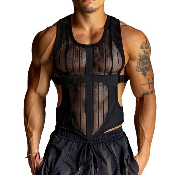 Men’s Sexy See-through Mesh Workout Sleeveless Vest